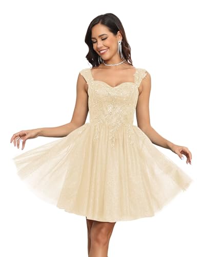 GATMAHE Women's Sequin Sparkly Tulle Homecoming Dresses - Short Flowy Lace  for Teens Glitter A Line - Product Details
