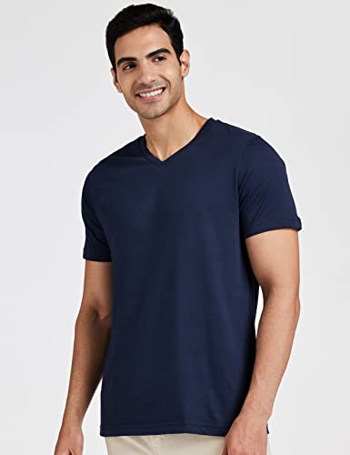 Image of Amazon Brand - Symbol Men's Solid Cotton T Shirt | Plain | V Neck | Half Sleeve-Regular Fit | Combo Pack of 3 (Available in Plus Sizes)
