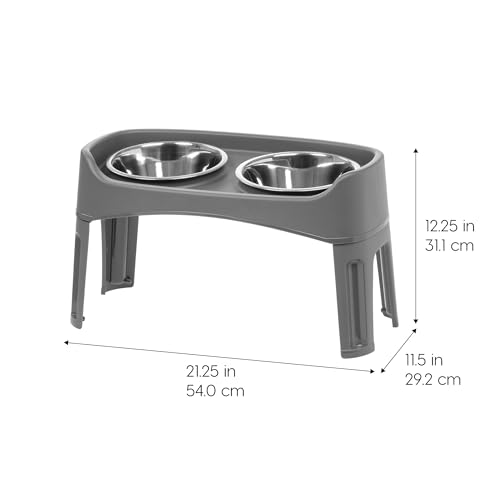 Iris 589180 Usa Elevated Dog Bowls, Adjustable Height, 2 Thick 64 Oz Stainless Steel Bowls, Spill-Proof With Raised Outer Rim thumb #6
