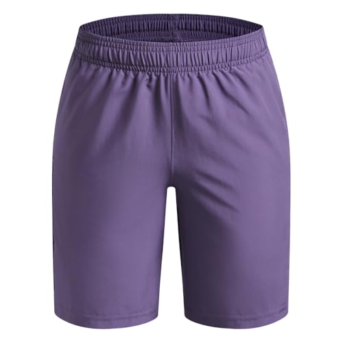 Image of Under Armour boys Woven Graphic Shorts Shorts, (520) Purple Luxe / / Black, L