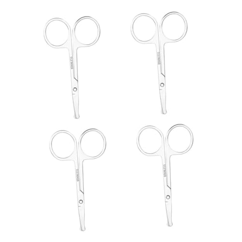 Beatifufu Professional Nose Hair Trimmer Scissors 4pcs Set Eyebrow Trimmer Beard Scissors Ideal for Men Women