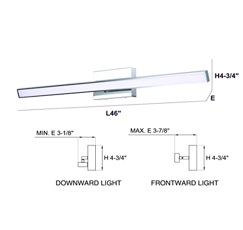 Image of 46-Inch Polished Chrome Modern Adjustable Vanity Light, LED Bathroom Light Fixtures, Vertical or Horizontal Wall Sconce, 35W 3000K 4000K 5000K Switchable 90CRI Over Mirror Rotatable Bath Bar