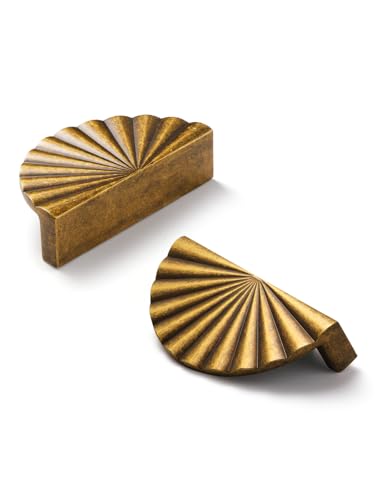 JIASENBAO 2 Pack Antique Brass Cabinet Pulls Cup Flat Vintage