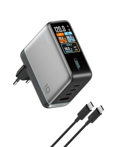 CUKTECH 100W USB-C Ladegerät für Laptops 4-Port GaN Schnellladegerät mit Smart-Display & Touch-Steuerung Netzteil USB C für MacBook iPhone 17/16 Serie Galaxy S26 Pixel (inkl. USB-C Kabel)