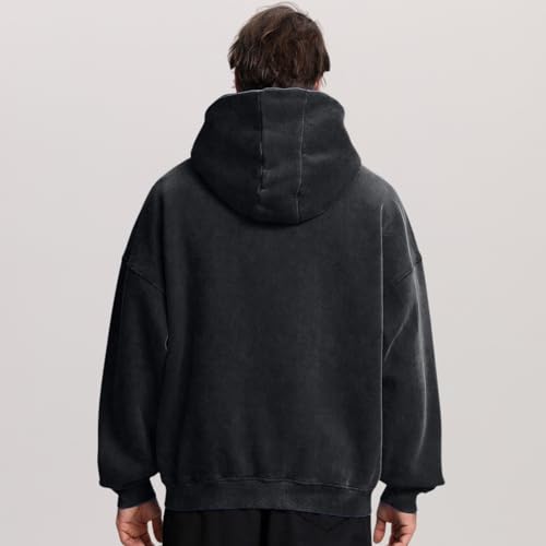 FAIABLE Mens Womens Double Zip Up Hoodie Oversized Acid Wash Heavyweight Fleece Cotton Zipper Hoodie Vintage4