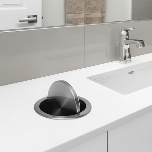 Caneca de basura de acero inoxidable con tapa para encimera miniatura 7