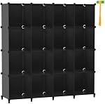 Organisateur de stockage Cube, DIY portatif 16-Cube Étagères de rangement et d'organisation de placards, étagères modulaires de bureau à domicile pour le salon, chambre, salle de bains, placard noir