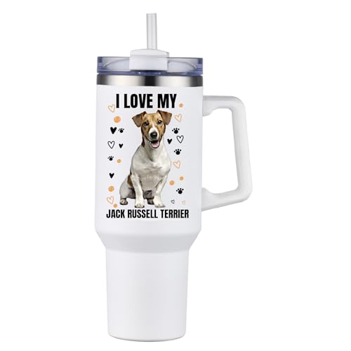 Jack Russell Terrier Dog Travel Coffee Tumbler, 40 oz Insulated w...
