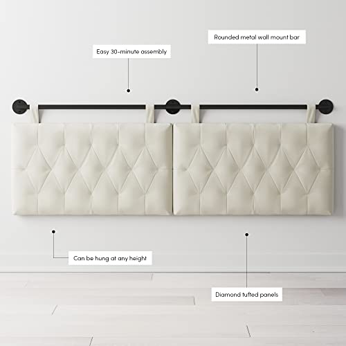 Nathan James Harlow Wall Mount Headboard, King, White Cloud/Black