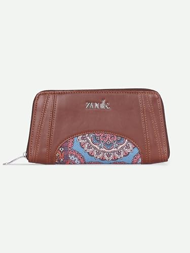 Image of ZOUK Arika Zipper Wallet for Women | Card Holder Wallet with 10 Card Slots, Coin Pouch & Cash Compartments | Purse for Women Stylish | Fits Phones up to 6.7 inch | Multicolor Mandala Print