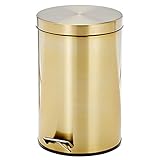 mDesign Tall 3.2 Gallon/12 Liter Round Metal Step Trash Can Wastebasket, Garbage Container Bin fo...