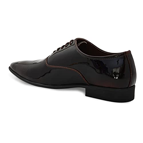 Image of San Frissco mens Ak 1043 San Frissco Men's Formal Shoes Glossy Shine Lace Up Derbys Office Wear Footwear Soft Cushioned Footbed with TPR Sole Lightweight, Flexible and Stylish for Wedding and Parties - 11 (Pine)