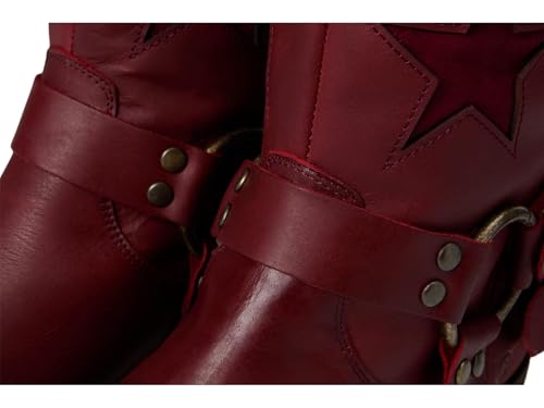 Image of Dingo Womens Blacklist Tooled Inlay Round Toe Pull On Motorcycle Casual Boots Mid Calf Mid Heel 2-3 inch