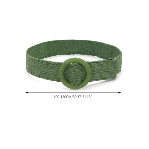 Adjustable Buckle Waist Belt Women Elastic Belt Weave Braided Belt Wide Waistband Straw Vintage Bohemia Color3
