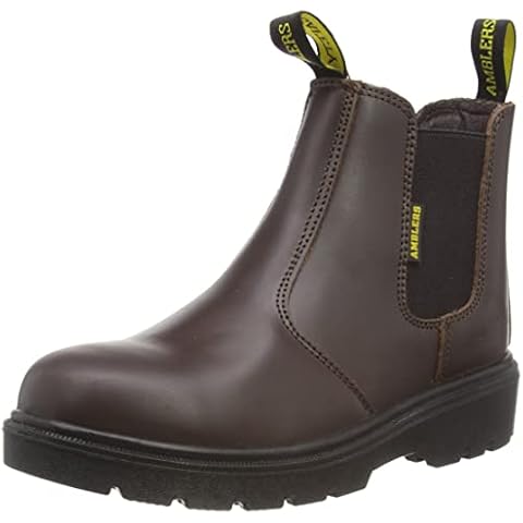 Mens MAXSTEEL Slip ON Chelsea Dealer Safety Boots Work Boots Shoes Steel Toe Cap Sizes (UK 12) Brown Cover