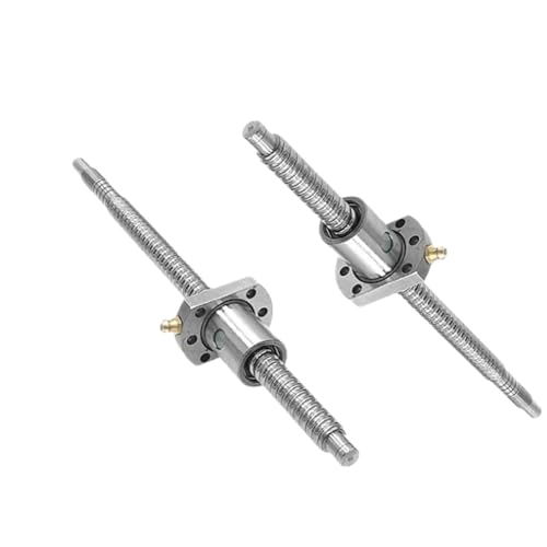 Metal Ball Screw nut 2pcs Ball Screw SFU2010 1000-1300mm Roller Screw with Single Ball Nut Dia 20mm Pitch 10mm for CNC Part(1250mm)