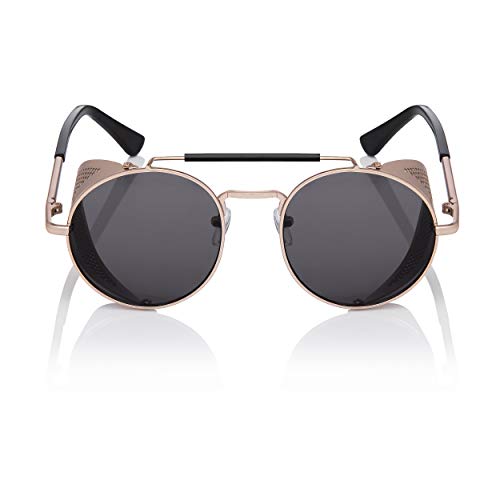 Ultra Black with Black Lenses Steampunk Deep Blinder Sunglasses Retro Women Mens Round Goggles Metal Gothic Circle Cyber Cosplay Glasses UV400 Unisex steampunk buy now online Ultra Black with Black Lenses Steampunk Deep Blinder Sunglasses Retro Women Mens Round Goggles Metal Gothic Circle Cyber Cosplay Glasses UV400 Unisex steampunk buy now online