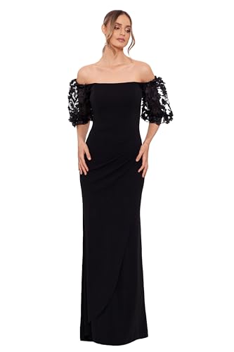 Image of Xscape Women's Illusion Sleeve Off the Shoulder Long Dress (Reg, Petite, Plus Sizes)