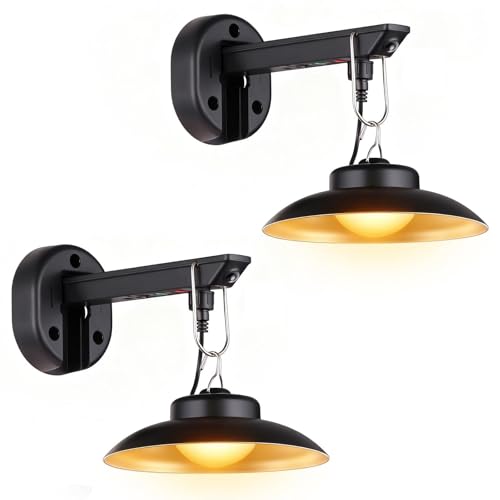 200lm Solar Barn Lights Outdoor with 3 Lighting Modes & Motion Sensor, No Wiring Needed, Solar Wall Lights Outdoor Waterproof, Farmhouse Exterior Wall Sconce, Outdoor Light Fixtures for Garage(2 Pack)