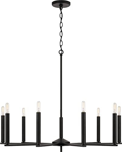 HomePlace by Capital Lighting 448691MB Portman Modern Minimalistic Chandelier, 9-Light 540 Total Watts, 27" H x 34" W, Black