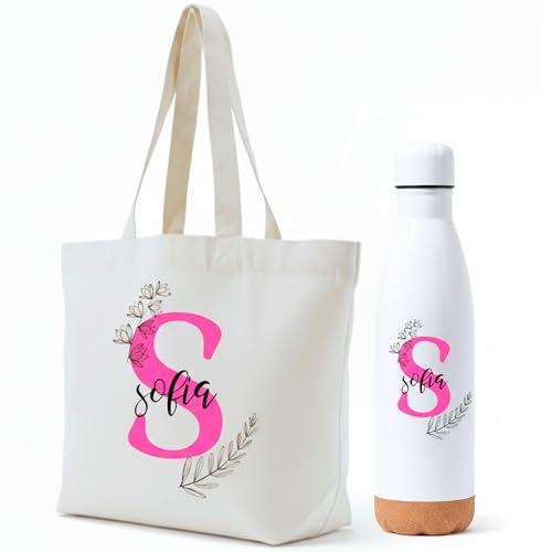Gifters | Bolsa Personalizada con Inicial y Botella Acero