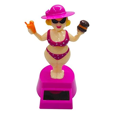 ZEBROAU Solar Dancing Toys - Bobble-Head Toy Alola Hawaii Girls In Sexy Bikini - Dancing Girl Doll For Dashboard Decorations Car Interior Ornaments For Drivers (Blue/Pink) Cover