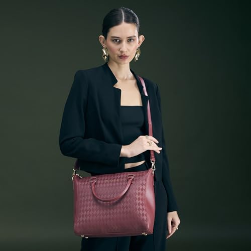 Image of Caprese Maddy Medium Textured Tote Bag for Women with Multi-Compartment | Elegant Shoulder Handbag with Adjustable & Detachable Strap | Fits Up to 16 Inch Laptop | Perfect for Office & Travel