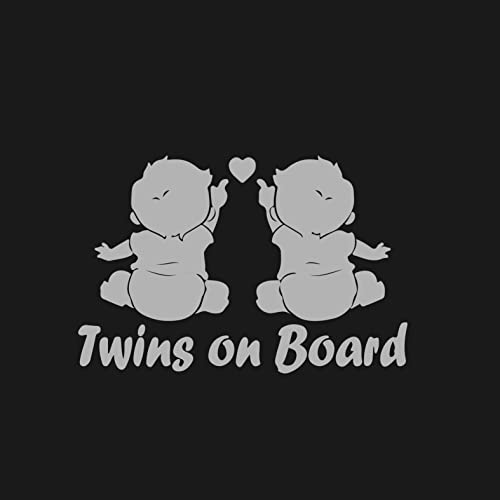 ISEE 360® Car Vehicle Products Twins Baby On Board Car Sticker Decals for Automotive Vinyl Stickers for Cars Styling Auto (12.6 cm x 19.0cm) (Grey)