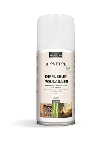 Biovetol - Spray Anti-Poux pour le poulailler Bio - Antiparasitaires pour le poulailler (Diffuseur 150 ml)