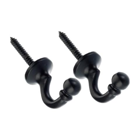 Swish Ball Metal Curtain Tie Back Hooks, Black, Medium, Pair Cover