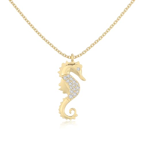LUSTRE AND LIGHT Moissanite Sea Horse Pendant Necklace for Women