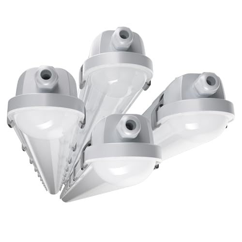 Image of 8FT LED Vapor Tight Light Fixture 4Pack,13000LM, 70W /80W /90W /100W Adjustable, 5CCT 6500K-3000K Color Selectable,ETL Listed,IP65 Waterproof Vapor Proof Light for Car Wash,Warehouse,Basement