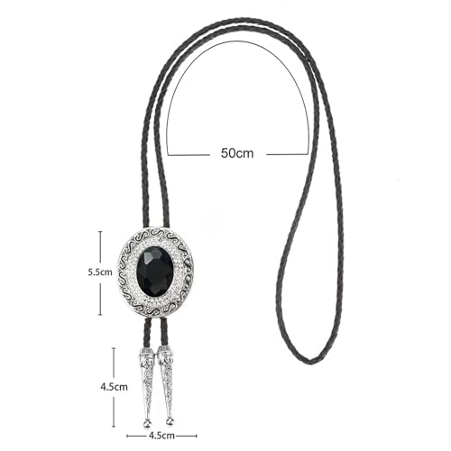 Image of Western Bolo Tie Cowboy Bolo Ties Rhinestone Necklace Bola Tie for Men Women