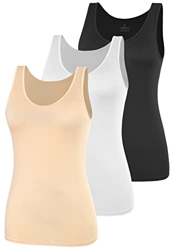 Image of AMVELOP Elastic Tank Tops for Women Undershirts Pack of 4 Slim-Fit