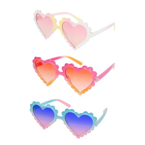 KiddieSol Toddler Girl Sunglasses - Heart Sunglasses for Little Girls 3-10 Wavy Scalloped Frame UV Protection Shatterproof PC Lens