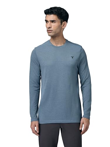 Image of TECHNOSPORT Men's Slim Fit Full Sleeve Round Neck T-Shirt, Double Cool Quick Dry Moisture Wicking Stretchable Sports Gym and Casual Wear