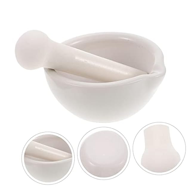 Unomor 2 Pcs Ceramic Grinding Bowl Set Sturdy Coffee Bean and Spice Pestle Household Seasoning Crush Pot for Kitchen and Restaurant Use