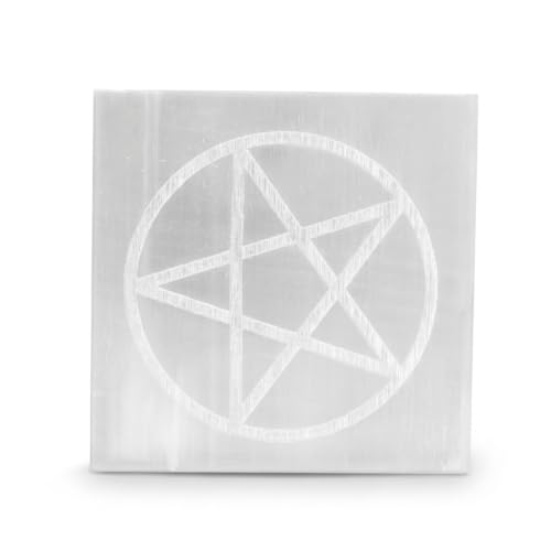 Plaque de charge carrée en sélénite 7,6 cm cristal Reiki Feng Shui