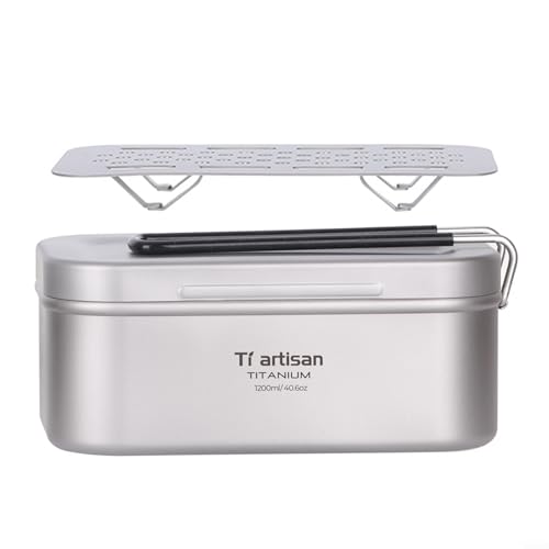 Contenedor de alimentos compacto de 800 ml con mango plegable y estante de vapor integrado para uso al aire libre (con rejilla de vapor)