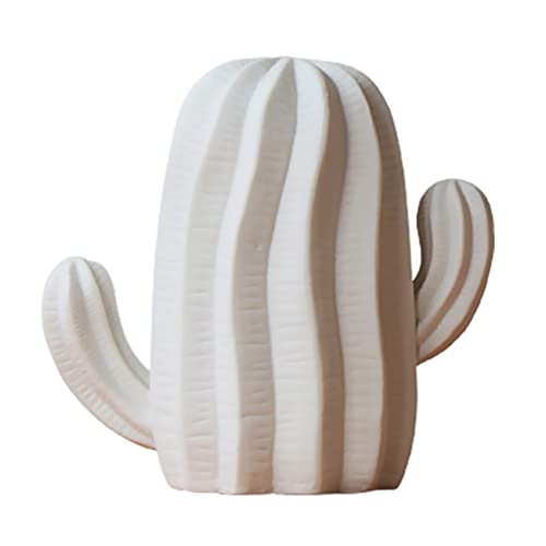 Figura de Cactus Cerámica Blanca para Decoración Hogar miniatura 1