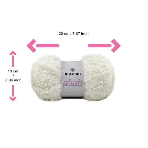 Image of Plush Faux Fur Bulky Yarn, Super Soft Fluffy Fuzzy for Knitting Crocheting Crafting, 100 Gram (3.53 Ounces) 109 Yards (100 Meters) (Cream)