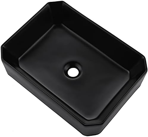 Black Rectangle Vessel Sink, Hovheir 20x15 Inch Above Counter Bathroom Sink Matte Black Porcelain Ceramic Sink Art Basin Washing Bowl Sinks