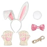 Le forfait comprend: vous recevrez un ensemble de costumes de lapin, y compris 1 bandeau d'oreilles de lapin, 1 nœud papillon, 1 paire de gants, 1 queue et 1 corde. Conçu pour ajouter plus de gentillesse et de plaisir à votre costume d'Halloween