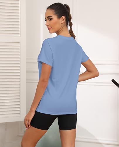 Image of KevaMolly Workout Tops for Women UPF50+ Breathable Loose Fit Yoga T Shirts Short Sleeve Running Gym Athletic Tee Top