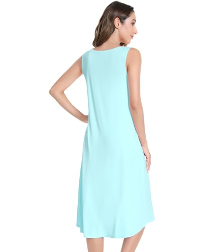 Image of NACHILA Women's Nightgowns-Viscose Made from Bamboo,Sleeveless Tank Night Gown Crew Neck Sleep Dress Cool Sleepshirts