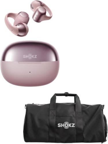 SHOKZ OpenDots ONE (Pink) Open Ear Headphones Gym Bag for Sports, Workout & Travel, Black