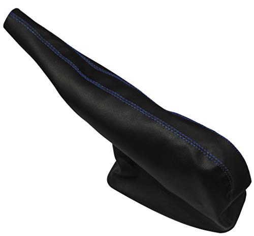 AERZETIX - Soufflet de levier de frein à main en simili cuir avec couture/surpiqûres couleurs variables (noir avec surpiqûres bleues)