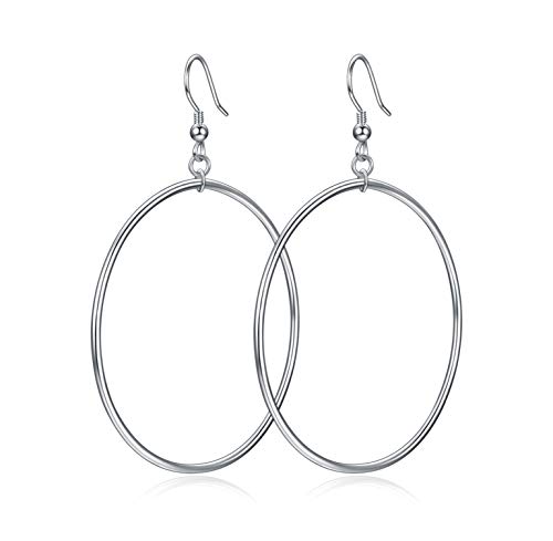 POPLYKE Sterling Silver/Rose Gold/Gold Plated Large Hoop Earrings Circle Dangle Drop Earrings for Women 40 50 60 70 80mm