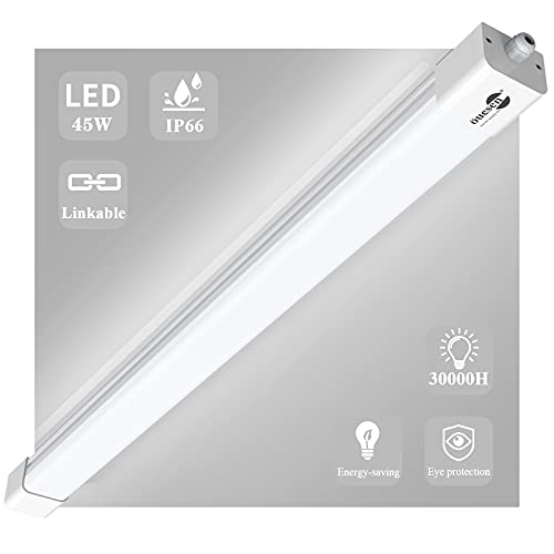 öuesen Tube Led Tube Neon Led 150cm 45W Réglette LED Étanche IP66 Néon Tube LED Plafonnier pour Garage Atelier Sous-sol Entrepôt Salle de Bain Cuisine Bureau Cave Blanc 5000K