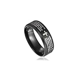 Xusamss Fashion Stainless Steel Lord's Prayer Cross Band Ring